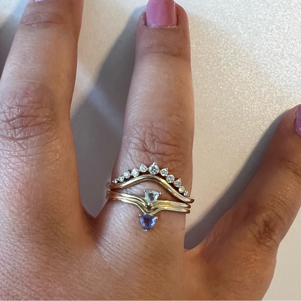 Trillion Tanzanite Aqua Ring by Audrey Rose - Picture 2 of 4